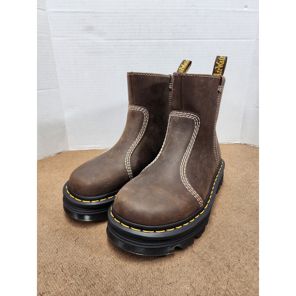 Dr. Doc Martens Zebzag Laceless Men's Leather Boots Dark Brown Multi Size Unisex